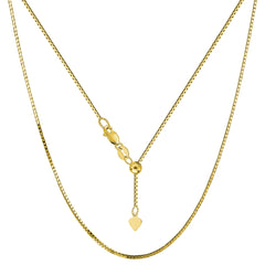 10k Yellow Gold Adjustable Box Link Chain Necklace, 0.85mm, 22"
