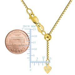 10k Yellow Gold Adjustable Box Link Chain Necklace, 0.85mm, 22"