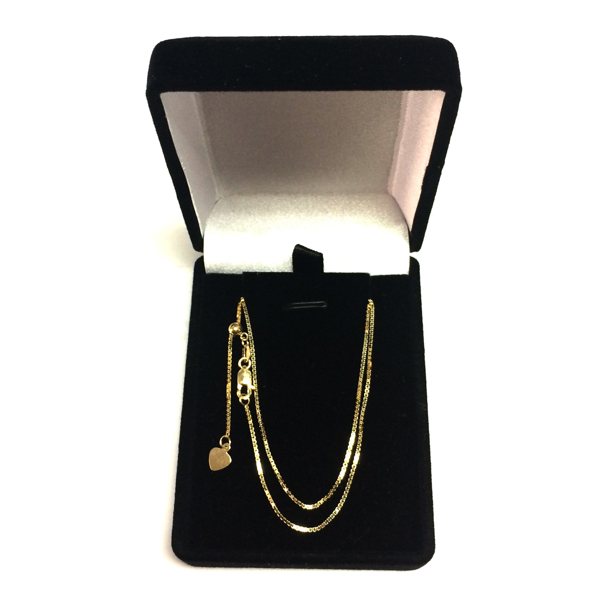 10k Yellow Gold Adjustable Box Link Chain Necklace, 0.85mm, 22" fine designer jewelry for men and women