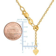 Collier chaîne à maillons réglables en or jaune 10 carats, 0,9 mm, 22 po, bijoux de créateurs fins pour hommes et femmes
