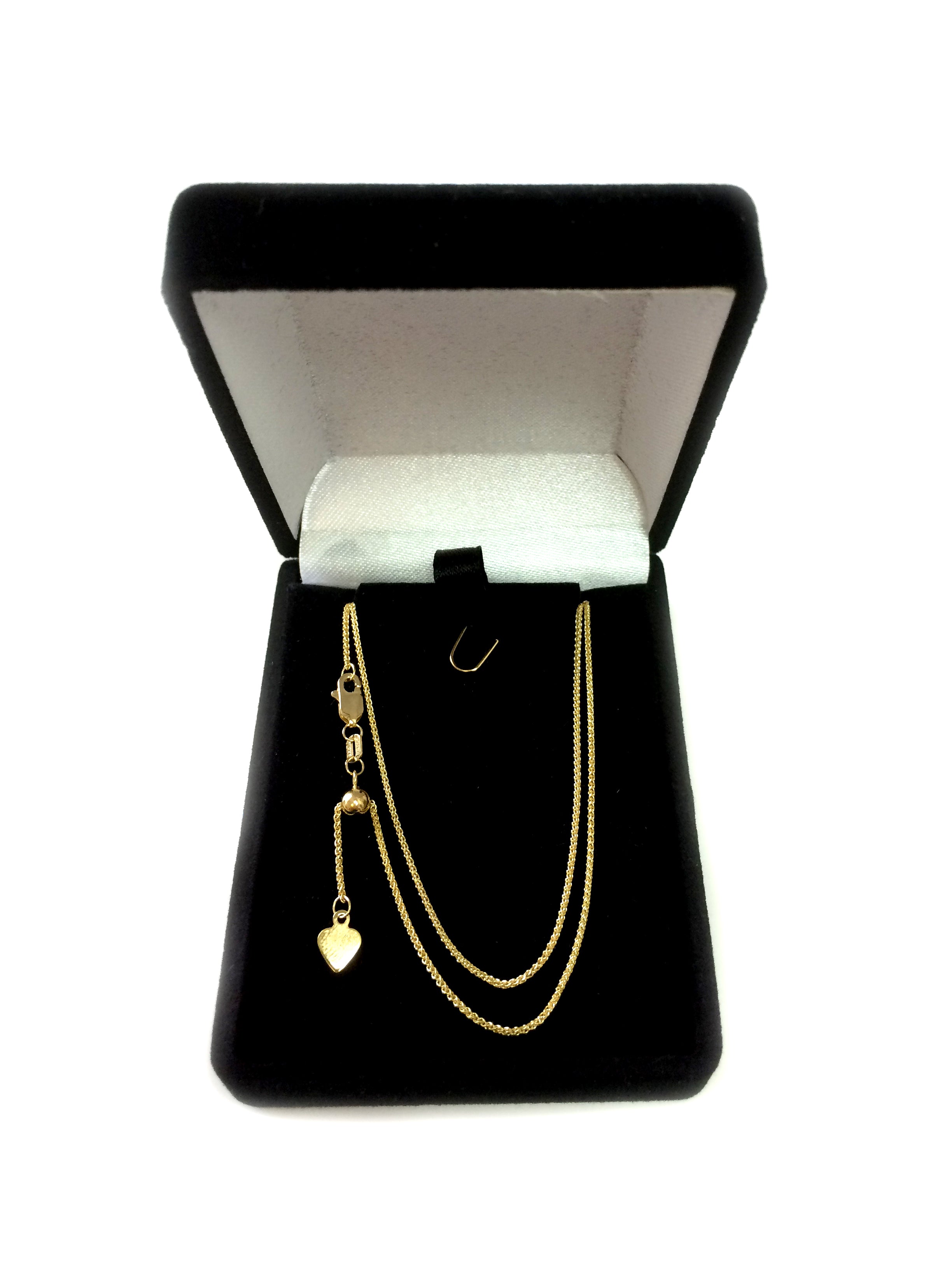 10k Yellow Gold Adjustable Wheat Link Chain Necklace, 1.0mm, 22"