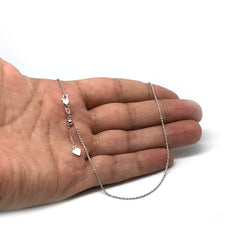 14 k vitguld justerbart repkedja halsband, 1,0 mm, 22" fina designersmycken för män och kvinnor