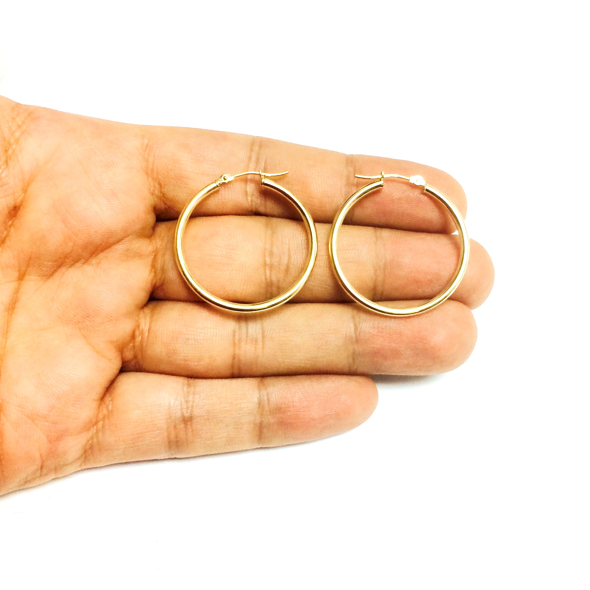 10k gul guld 2 mm skinnende runde rør øreringe fine designer smykker til mænd og kvinder
