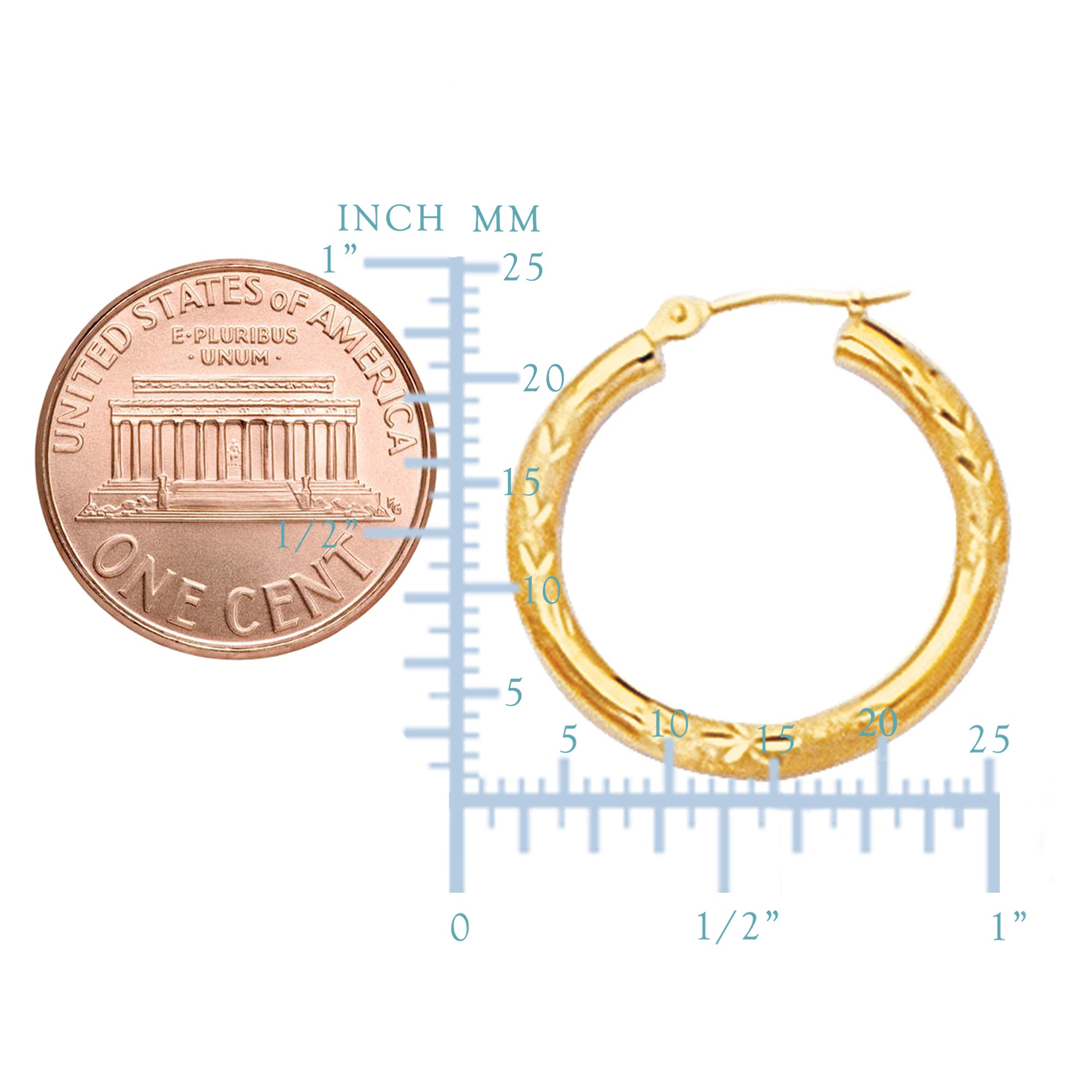 10 k gult gull diamantkuttet design runde bøyleøreringer, diameter 20 mm fine designersmykker for menn og kvinner
