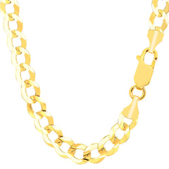 Collar de cadena curva cómoda de oro amarillo de 10 quilates, joyería fina de diseño de 8,2 mm para hombres y mujeres