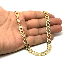 Collar de cadena curva cómoda de oro amarillo de 10 quilates, joyería fina de diseño de 8,2 mm para hombres y mujeres