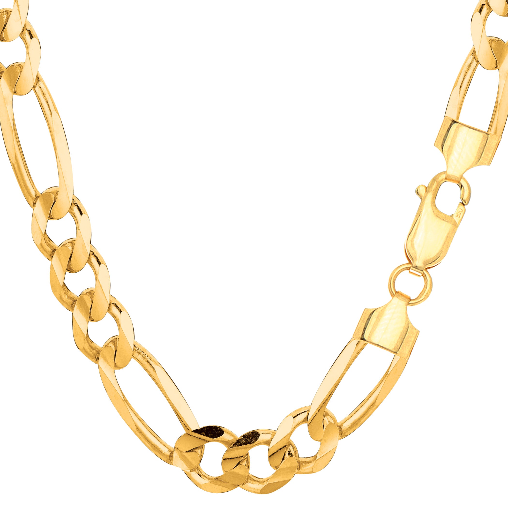 10k Yellow Solid Gold Figaro Chain Bracelet, 8.3mm, 8.5"