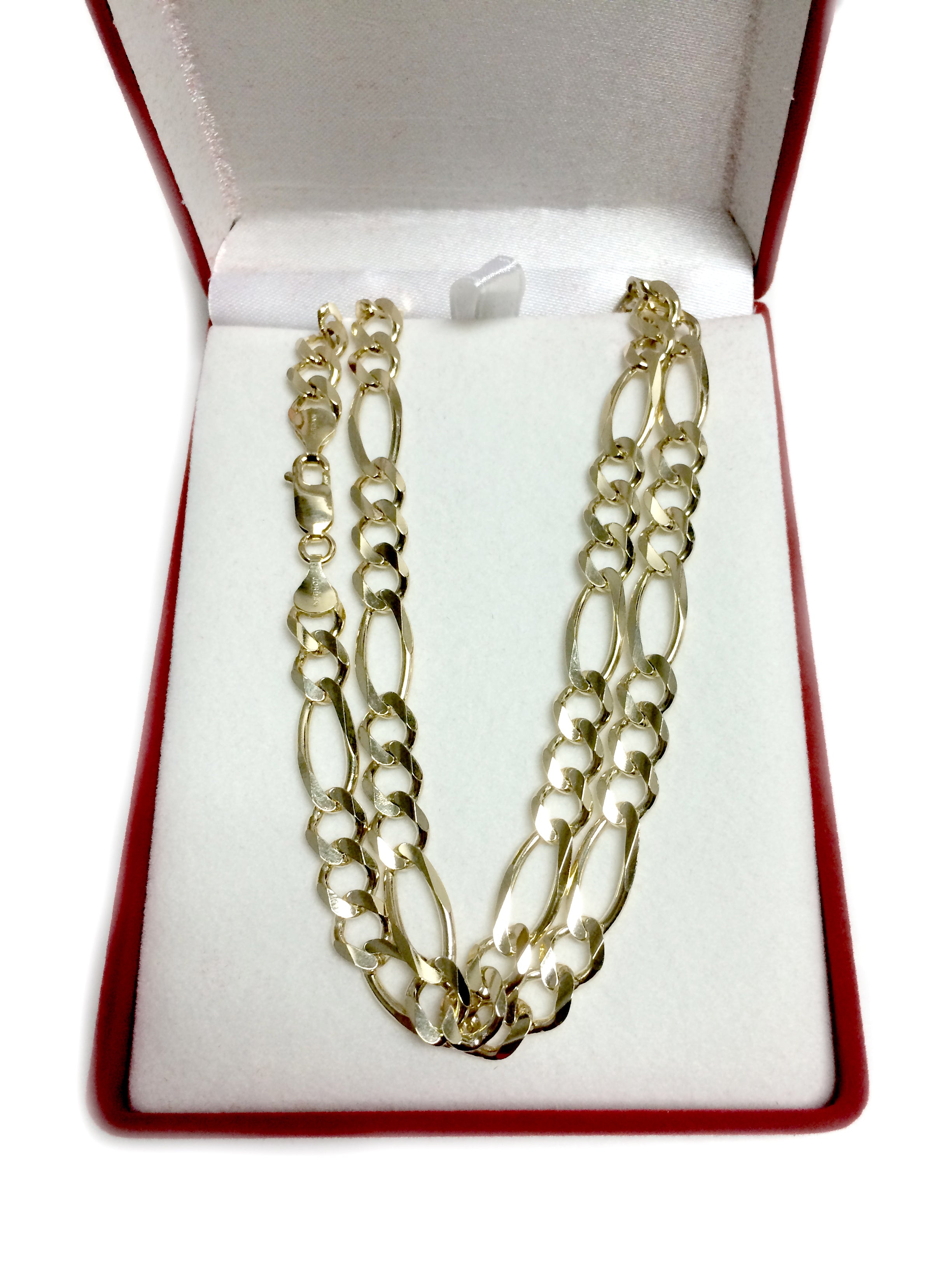 Collar de cadena Figaro de oro macizo amarillo de 10 quilates, joyería fina de diseño de 8,3 mm para hombres y mujeres