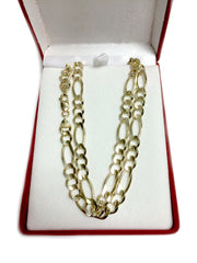 10k Yellow Solid Gold Figaro Chain Necklace, 8.3mm fine designer jewelry for men and women