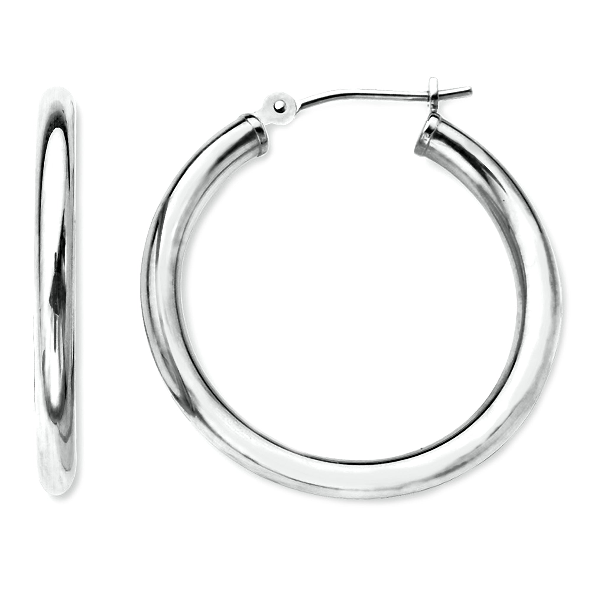 10k hvidguld 2 mm skinnende runde rør øreringe fine designer smykker til mænd og kvinder