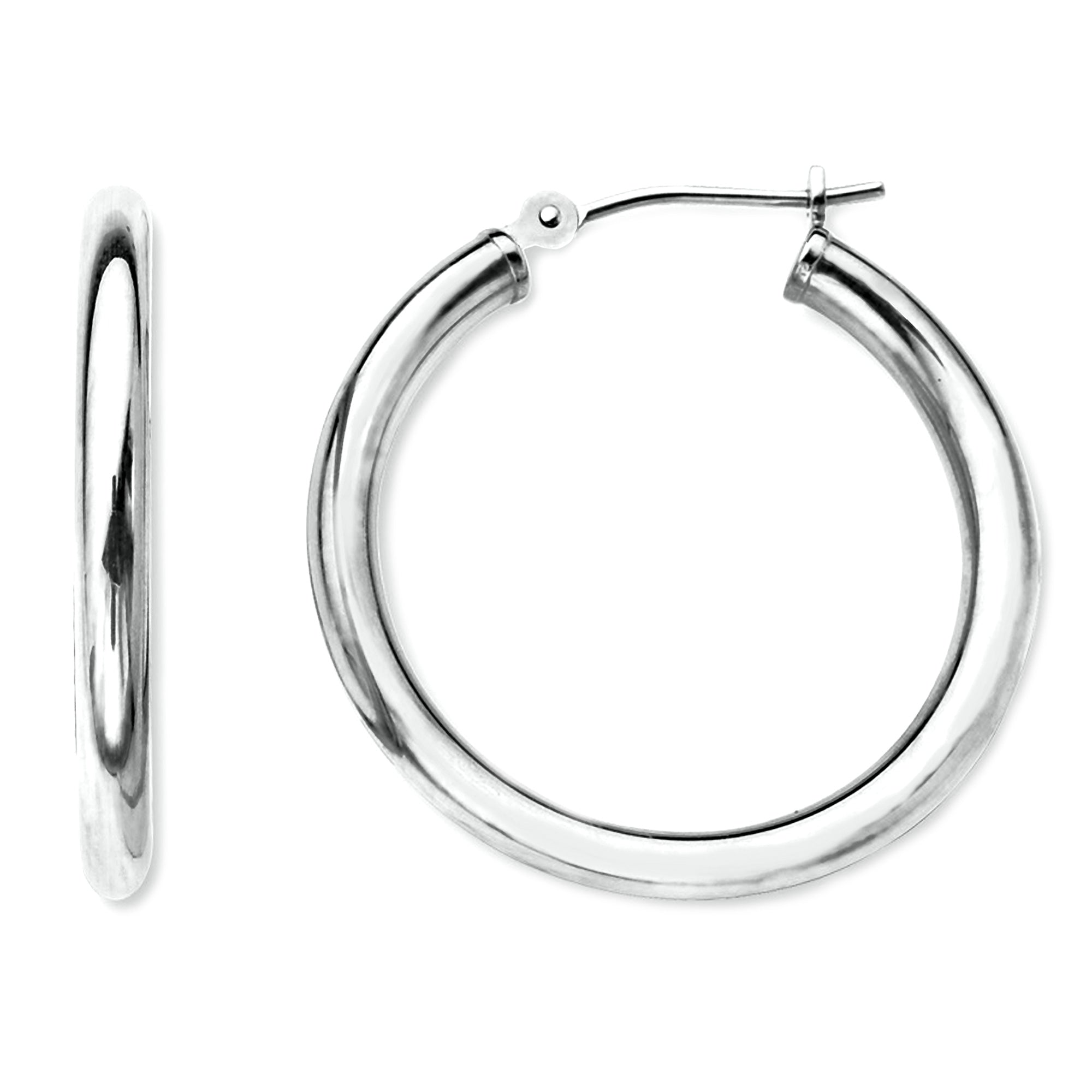 10k vitguld 2 mm glänsande runda rörbågeörhängen fina designersmycken för män och kvinnor