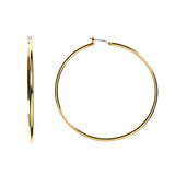 10k Yellow Gold 1.5mm Shiny Round Tube Hoop Earrings