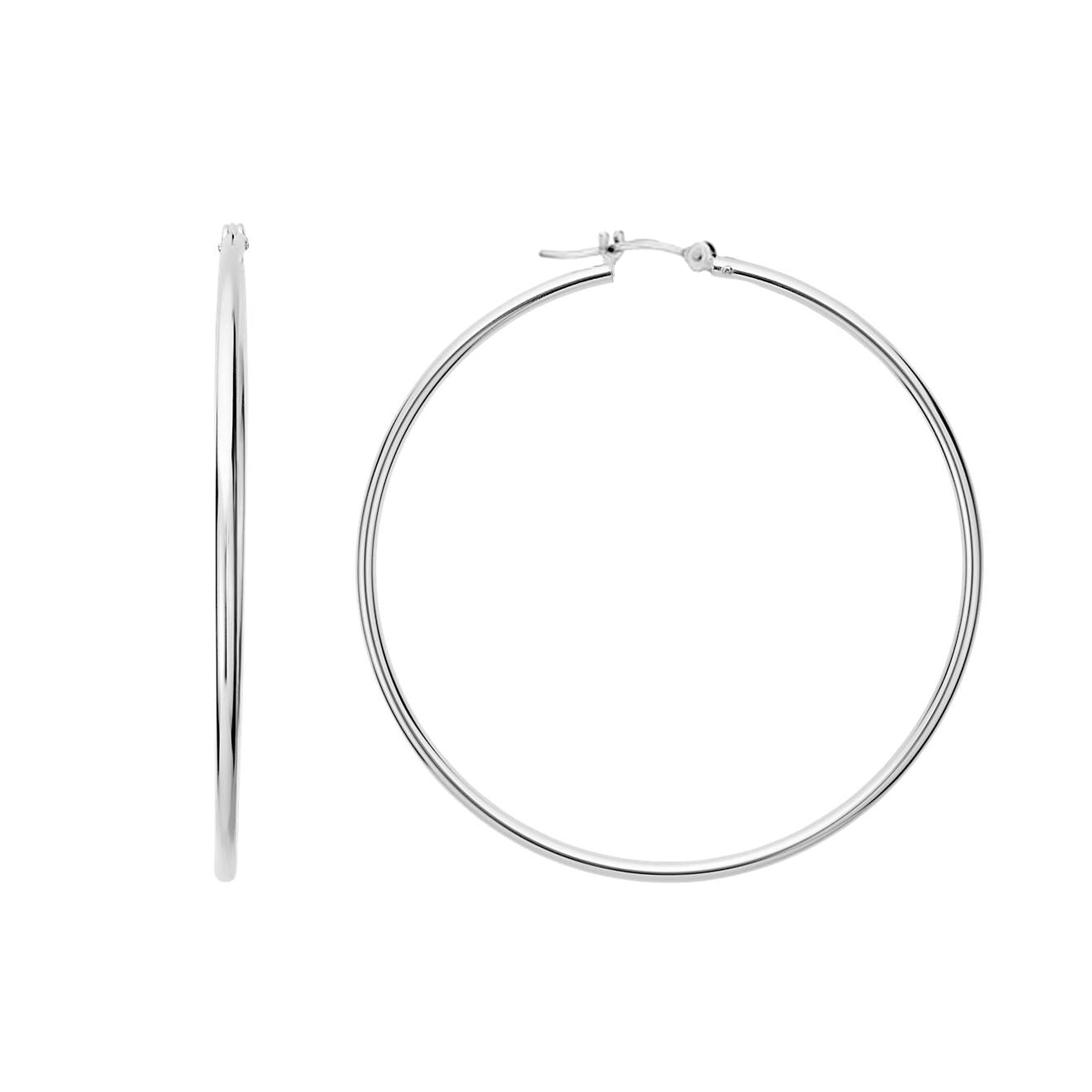 10 k hvidguld 1,5 mm skinnende runde rør bøjle øreringe fine designer smykker til mænd og kvinder
