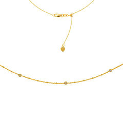 4 Stations Cz Choker 14k Yellow Gold Necklace, 16" Adjustable
