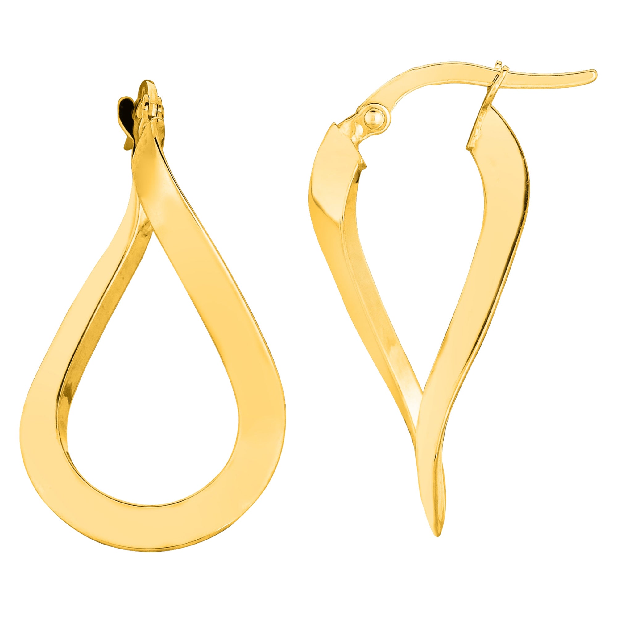 Boucles d'oreilles créoles ondulées brillantes en or 10 carats, bijoux de créateur raffinés pour hommes et femmes