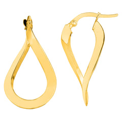 Pendientes de aro ondulados brillantes de oro de 10 quilates, joyería fina de diseño para hombres y mujeres