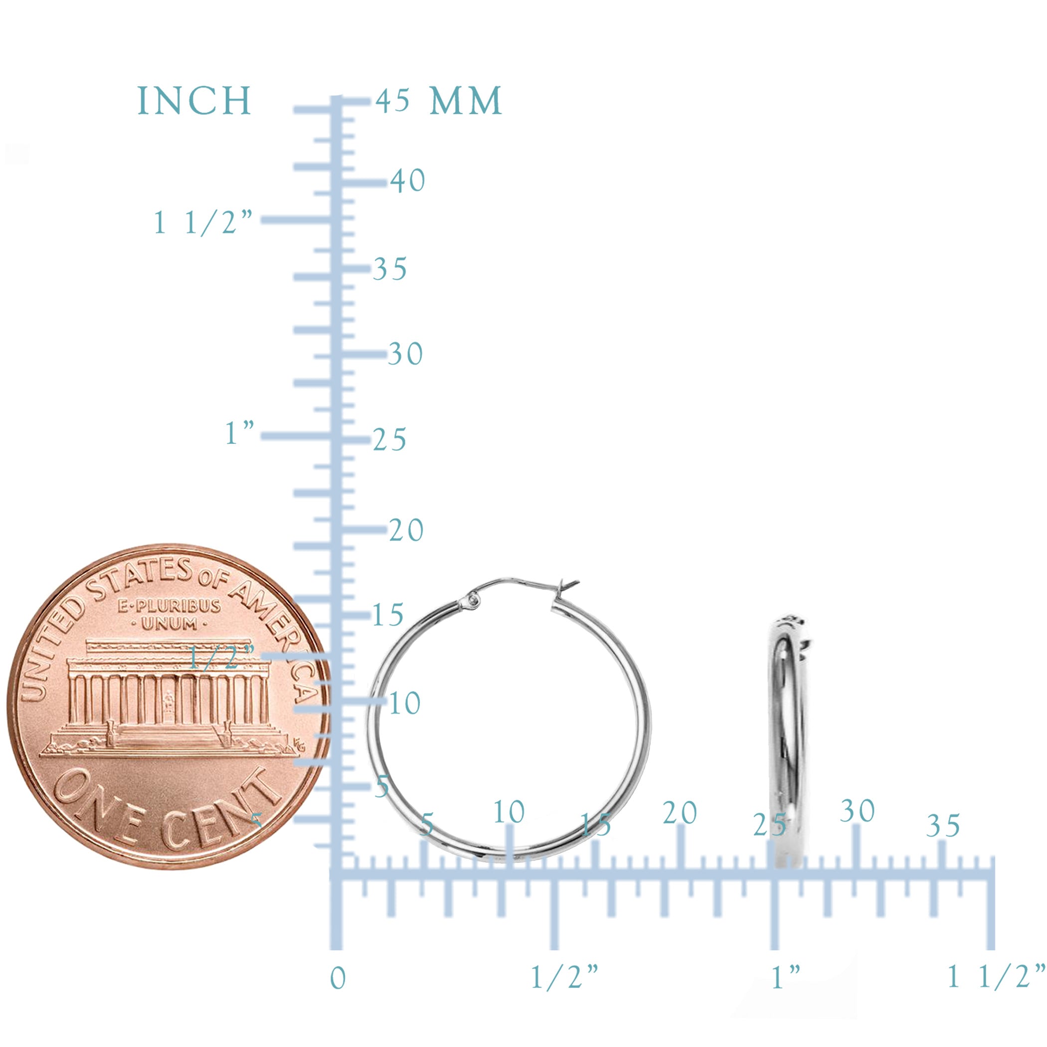 10k hvidguld 2 mm skinnende runde rør øreringe fine designer smykker til mænd og kvinder