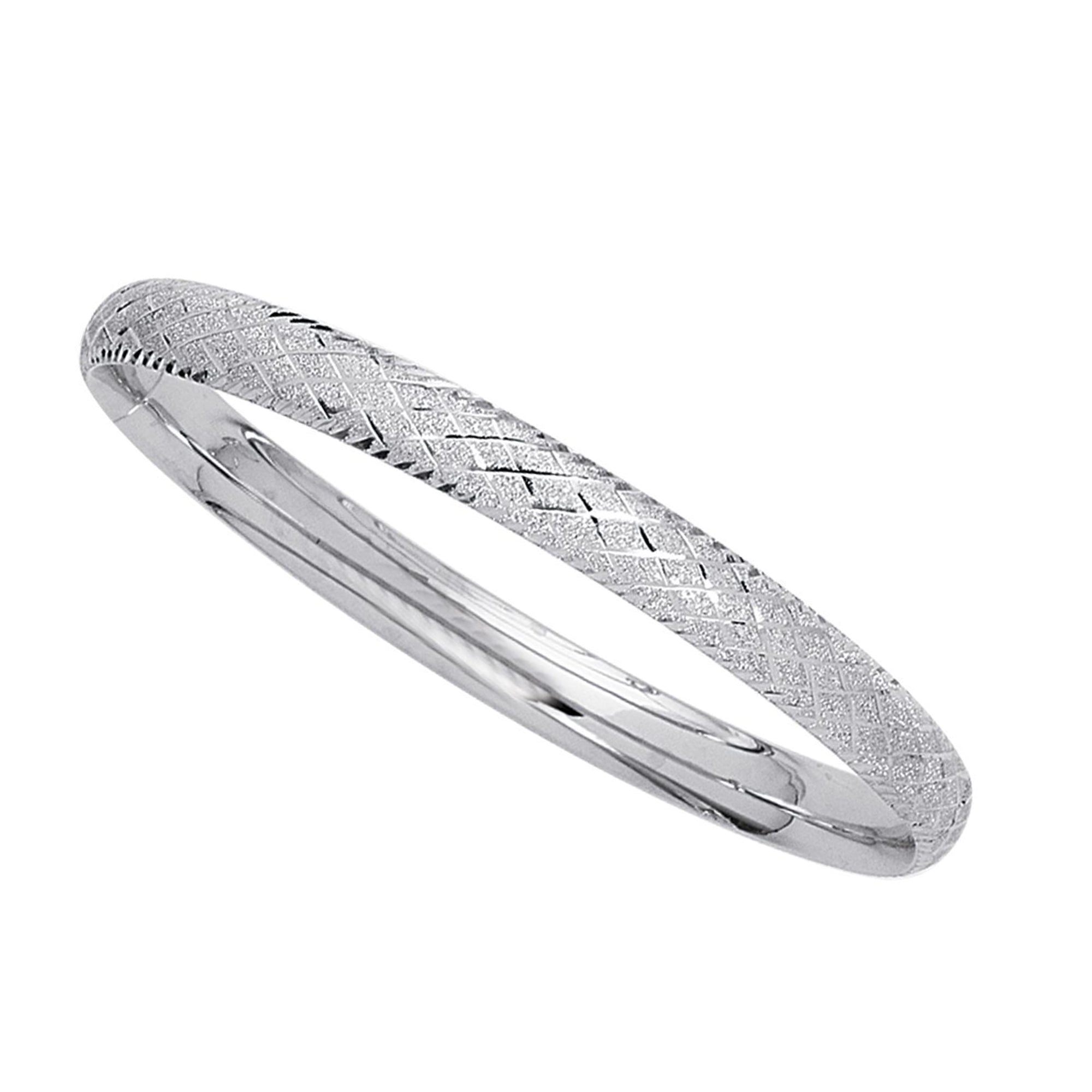 Brazalete con patrón en forma de diamante y brillo de oro blanco de 14 k, joyería fina de diseño de 7 "para hombres y mujeres