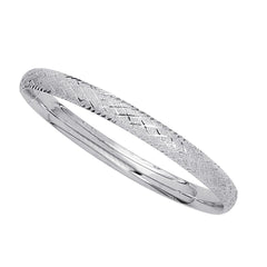 Bracelet jonc à motif scintillant et en forme de diamant en or blanc 14 carats, bijoux de créateurs fins de 7 pouces pour hommes et femmes