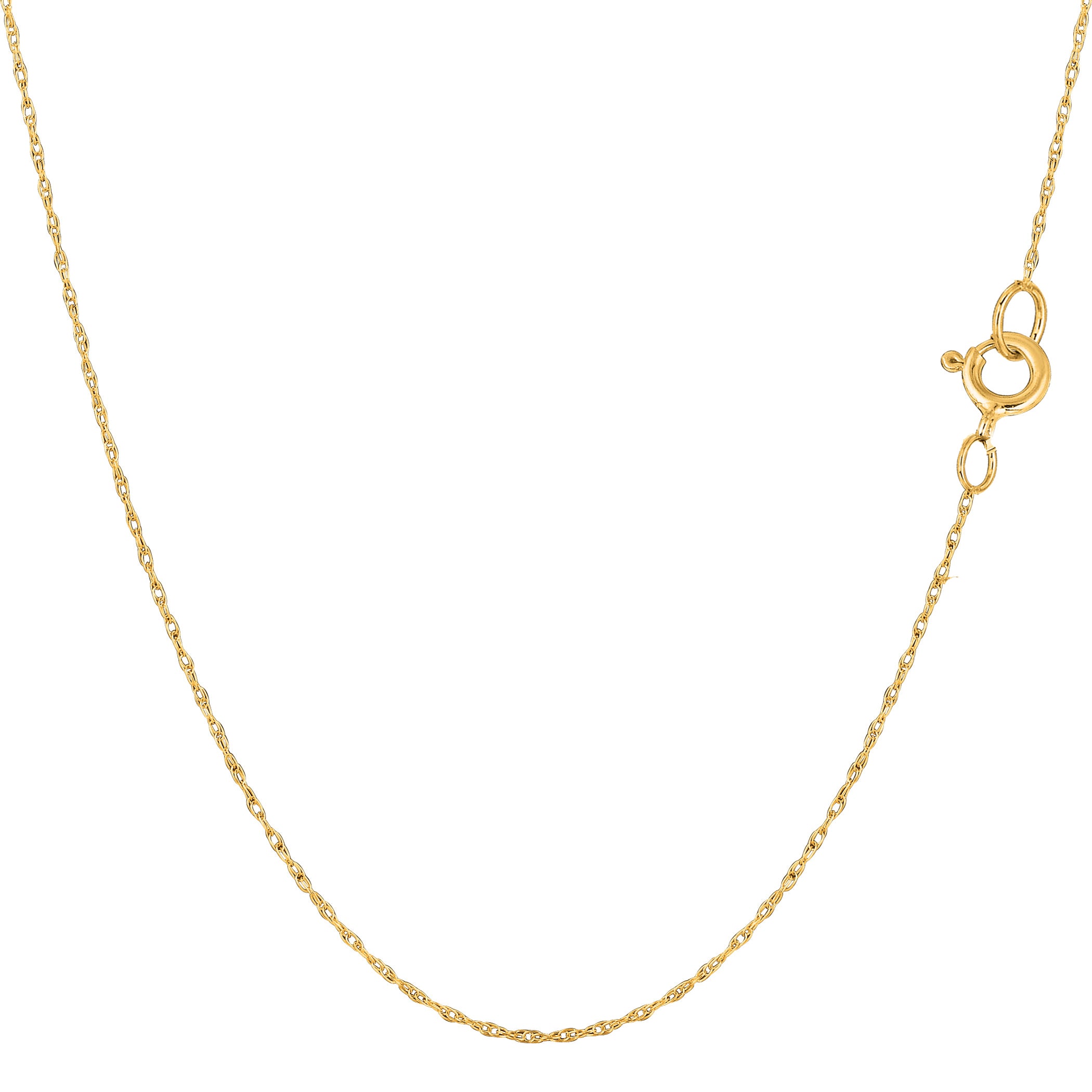 Collar de cadena de cuerda de oro amarillo de 14 k, joyería fina de diseño de 0,4 mm para hombres y mujeres