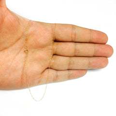 Collar de cadena de cuerda de oro amarillo de 14 k, joyería fina de diseño de 0,4 mm para hombres y mujeres