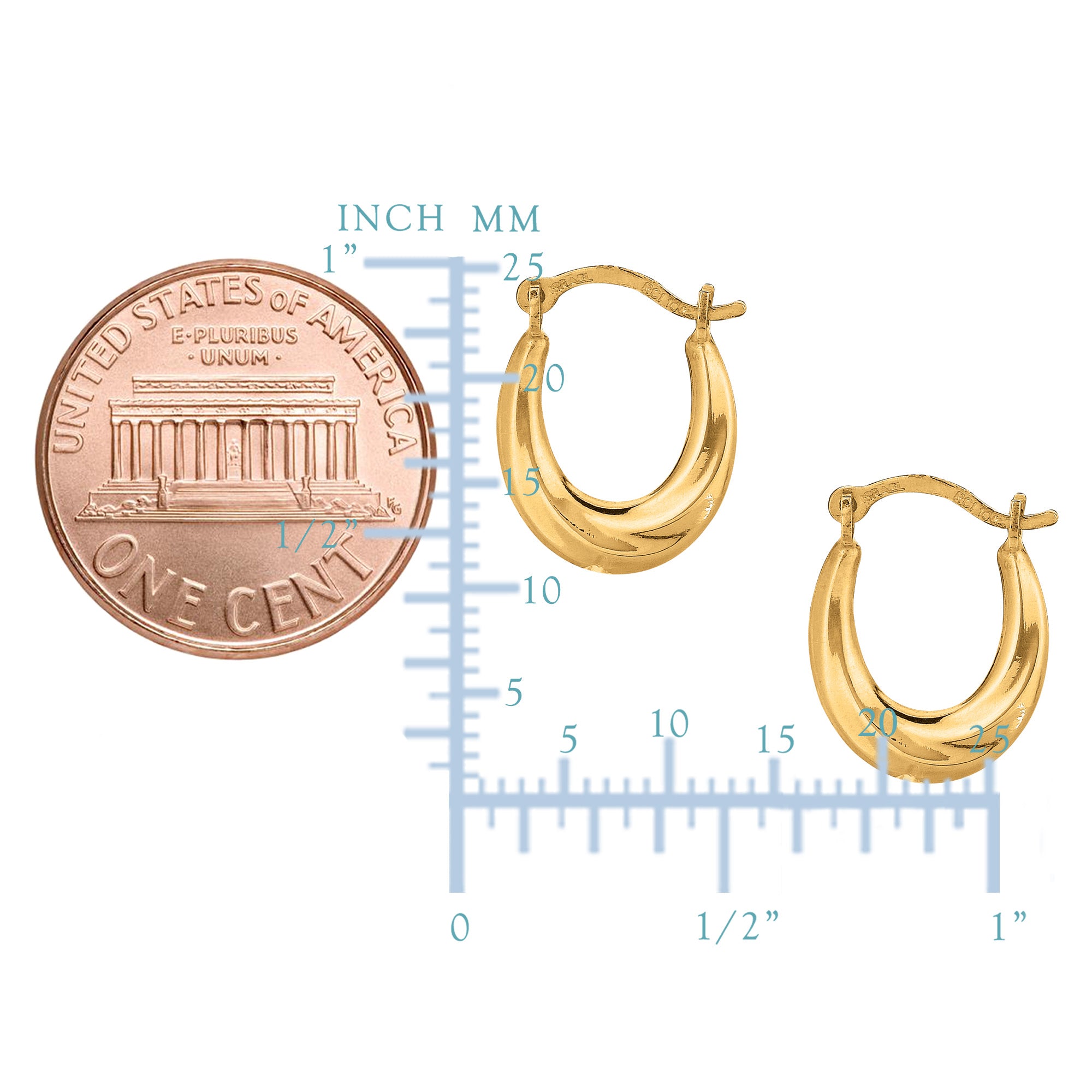 10 k Guld Guld Swirl Design Oval Hoop Örhängen, Diameter 15 mm fina designersmycken för män och kvinnor