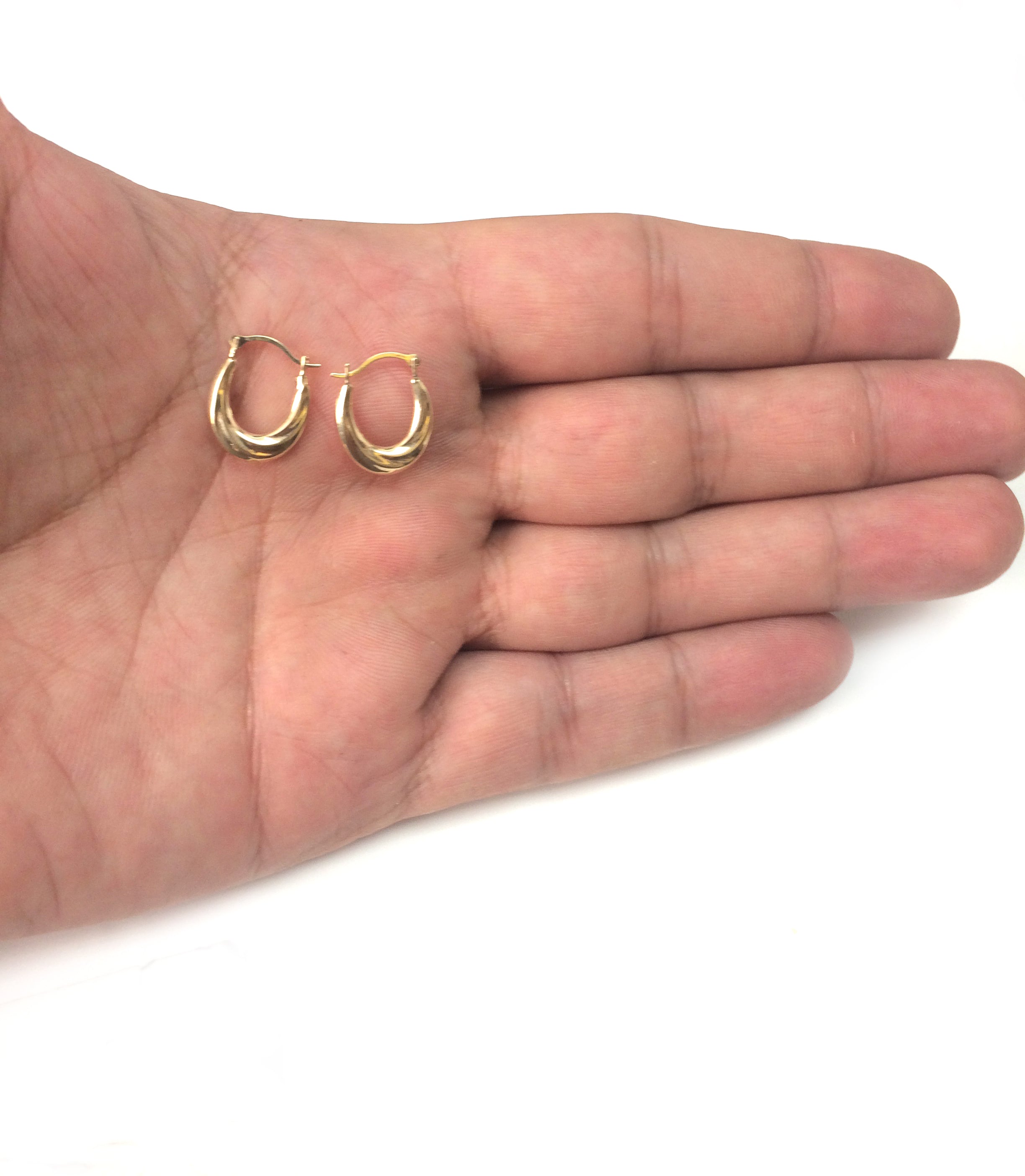 Boucles d'oreilles créoles ovales en or jaune 10 carats, diamètre 15 mm, bijoux de créateur fins pour hommes et femmes