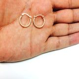 10k Yellow Gold Shiny Diamond Cut Round Hoop Earrings, Diameter 15mm