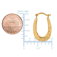 10 karat gul guld skinnende swirl design ovale bøjle øreringe, længde 20 mm fine designer smykker til mænd og kvinder