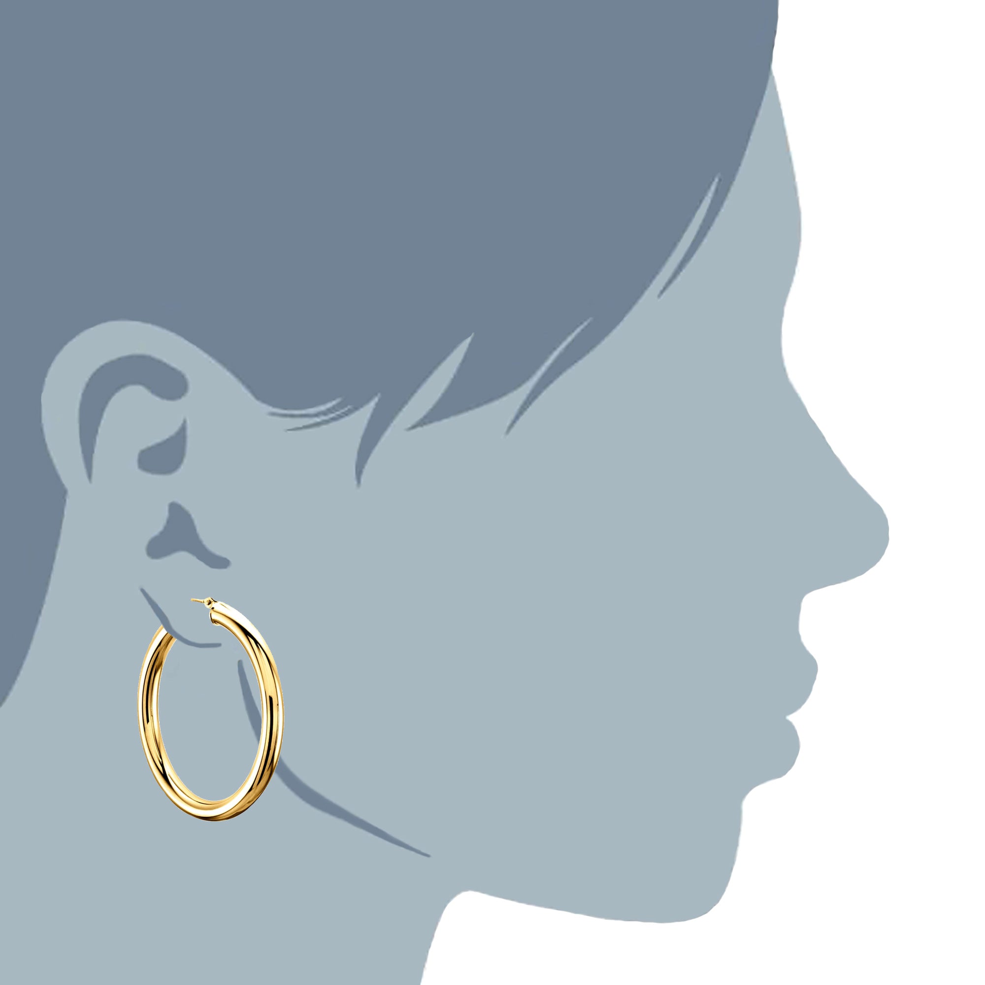 10k Yellow Gold 3mm Shiny Round Tube Hoop Earrings