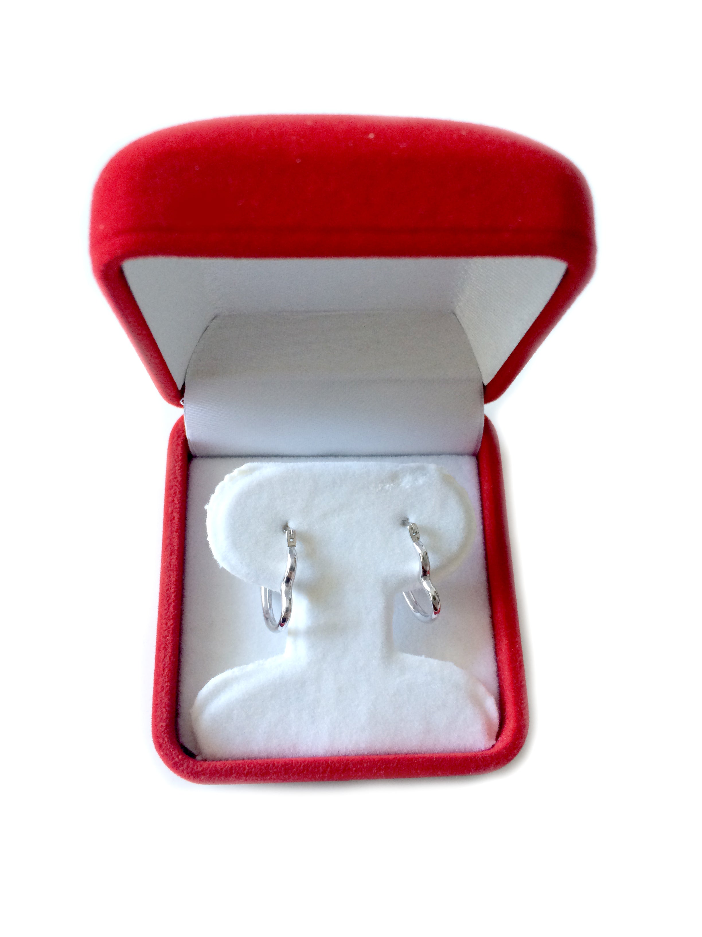 10 k hvidguld skinnende åben hjertering øreringe, diameter 15 mm fine designersmykker til mænd og kvinder