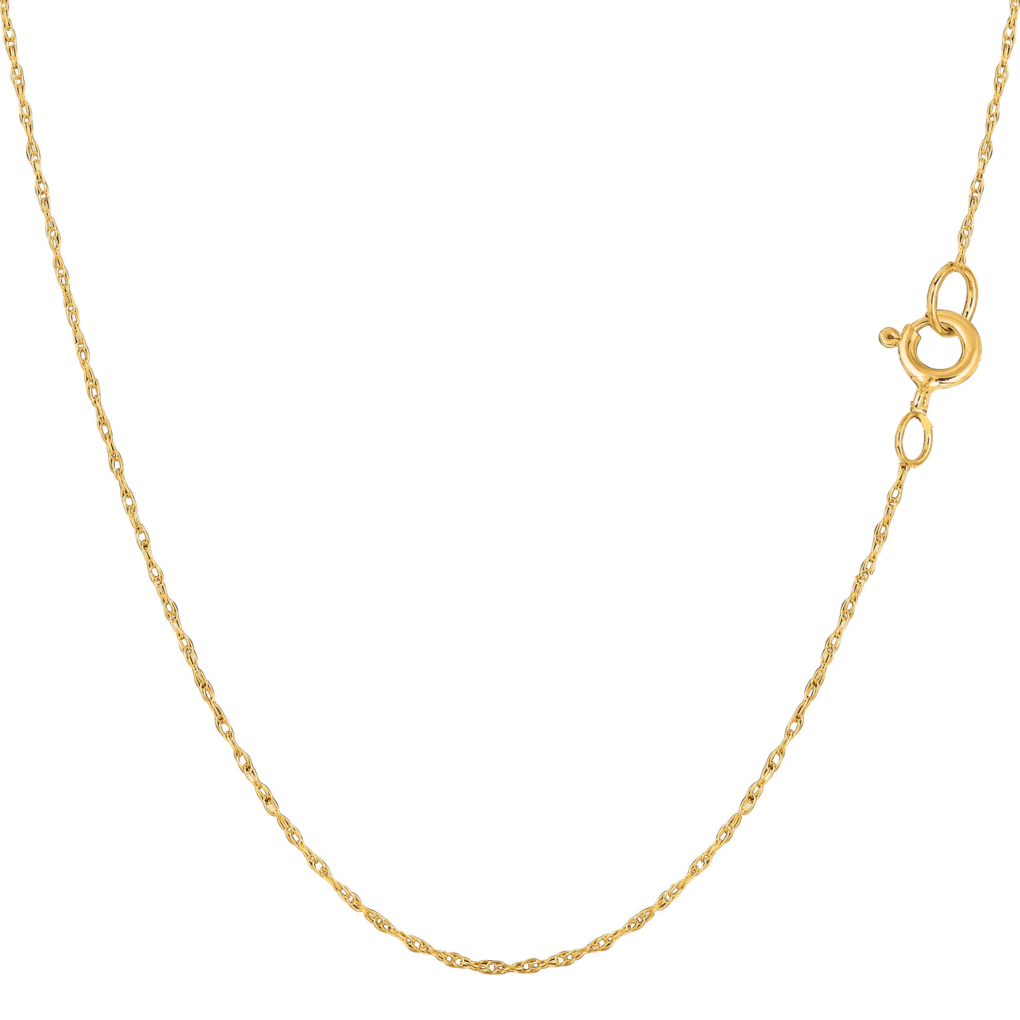 14k Yellow Gold Rope Chain Necklace, 0.5mm