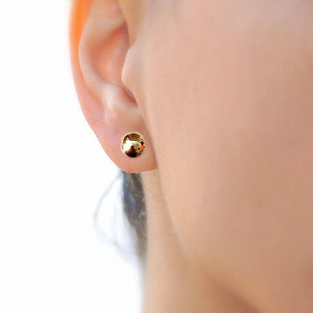 Aretes con forma de bola de oro amarillo de 14 quilates, joyería fina de diseño para hombres y mujeres