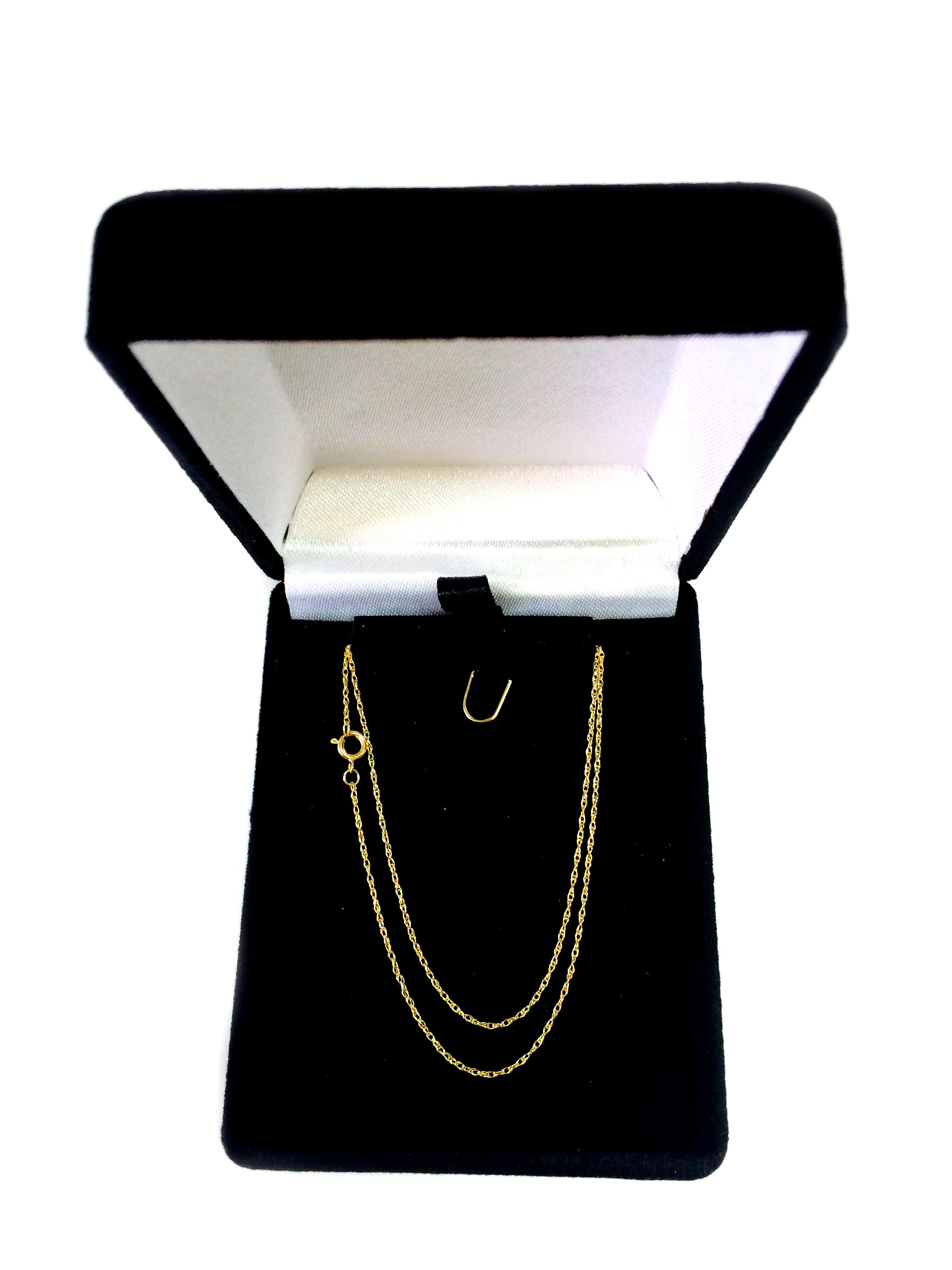 Collar de cadena de cuerda de oro amarillo de 14 k, joyería fina de diseño de 0,6 mm para hombres y mujeres