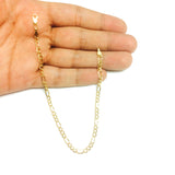 14K Yellow Gold Filled Solid Figaro Chain Bracelet, 3.2 mm, 8.5"