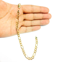 14K Yellow Gold Filled Solid Figaro Chain Bracelet, 6.0 mm, 8.5"