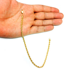 Pulsera de cadena de cuerda sólida rellena de oro amarillo de 14 quilates, joyería fina de diseño de 3,2 mm y 8,5 pulgadas para hombres y mujeres