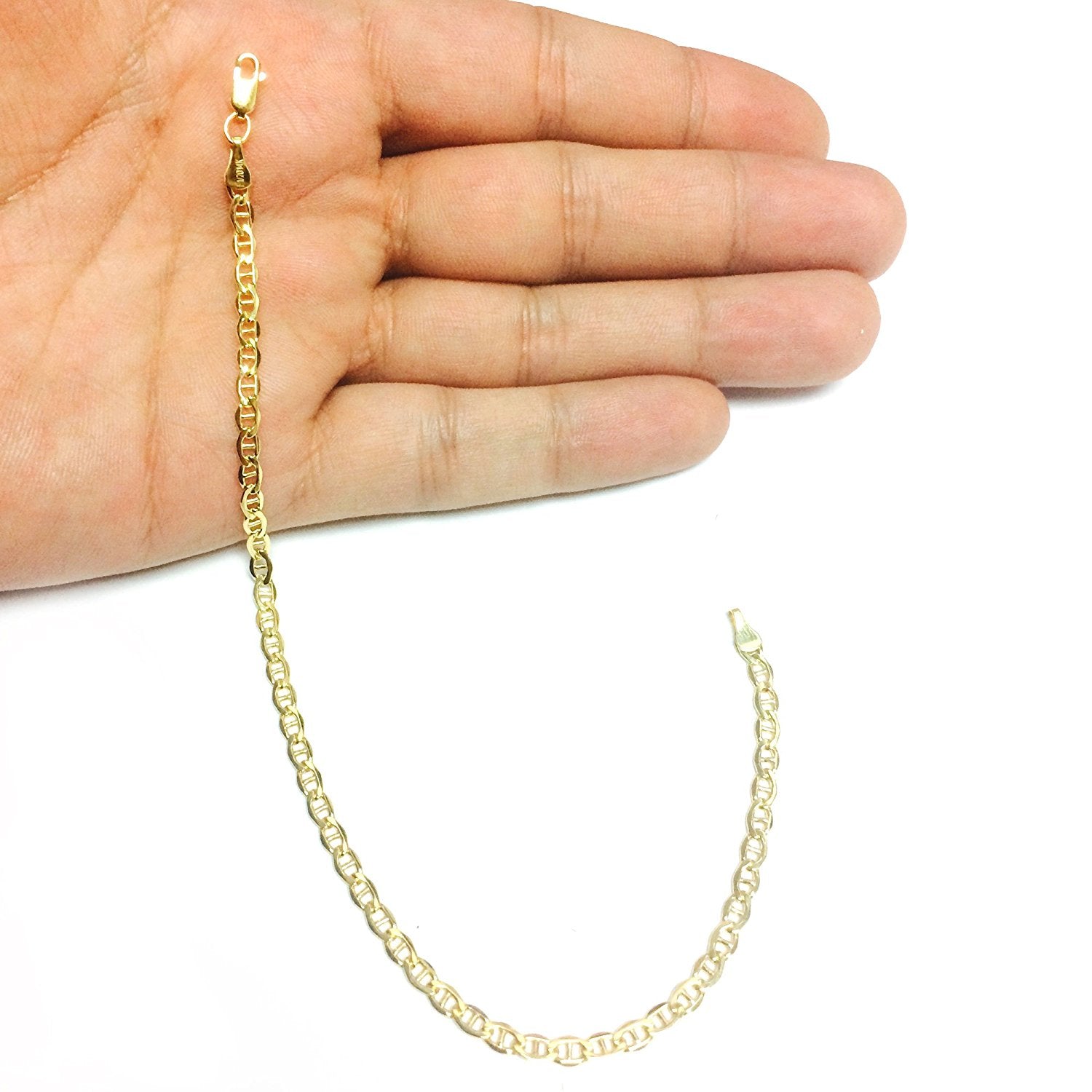 Bracciale a catena Mariner massiccio riempito in oro giallo 14K, 3,2 mm, 8,5" gioielli di design per uomini e donne
