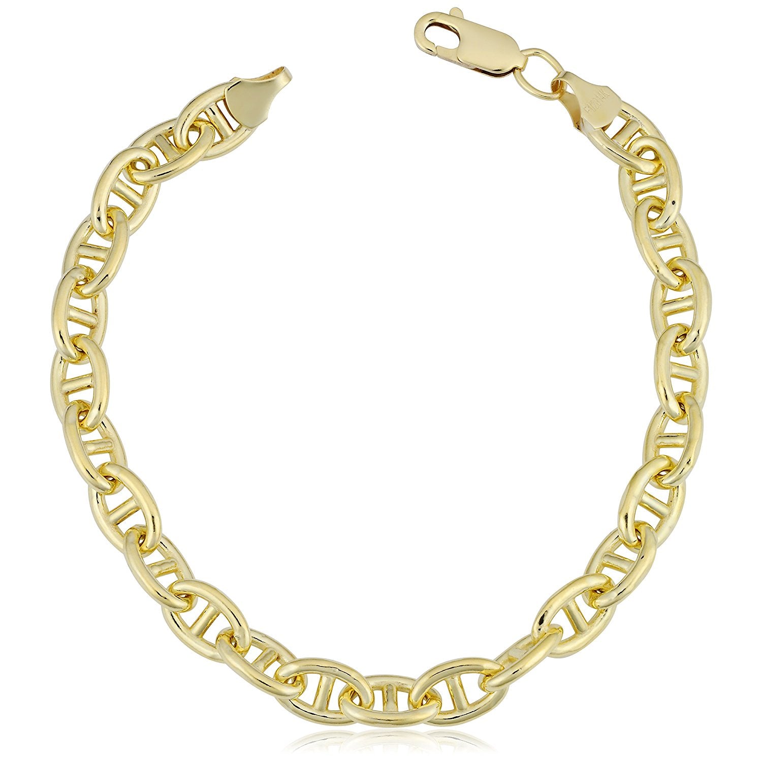 Pulsera de cadena marinera con relleno de oro amarillo de 14 quilates, joyería fina de diseño de 6,6 mm y 8,5 pulgadas para hombres y mujeres