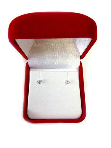 Boucles d'oreilles Martini à tige en or blanc 14 carats avec diamants ronds (couleur FG 0,25 carat, clarté SI2) bijoux de créateurs raffinés pour hommes et femmes