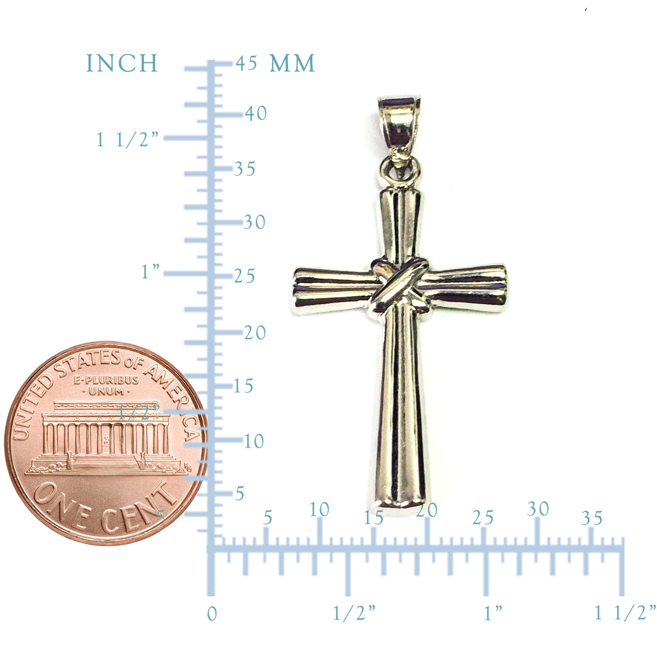 Pendentif croix polie en or blanc 14 carats, bijoux de créateur raffinés pour hommes et femmes