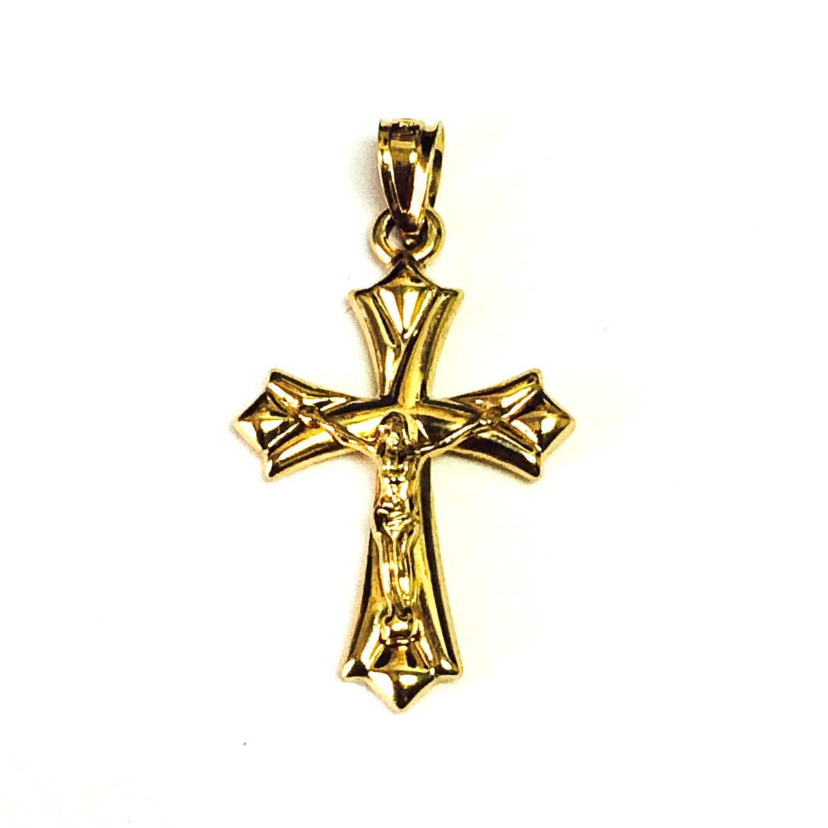 Pendentif croix et crucifix en or jaune 14 carats, bijoux de créateurs fins pour hommes et femmes