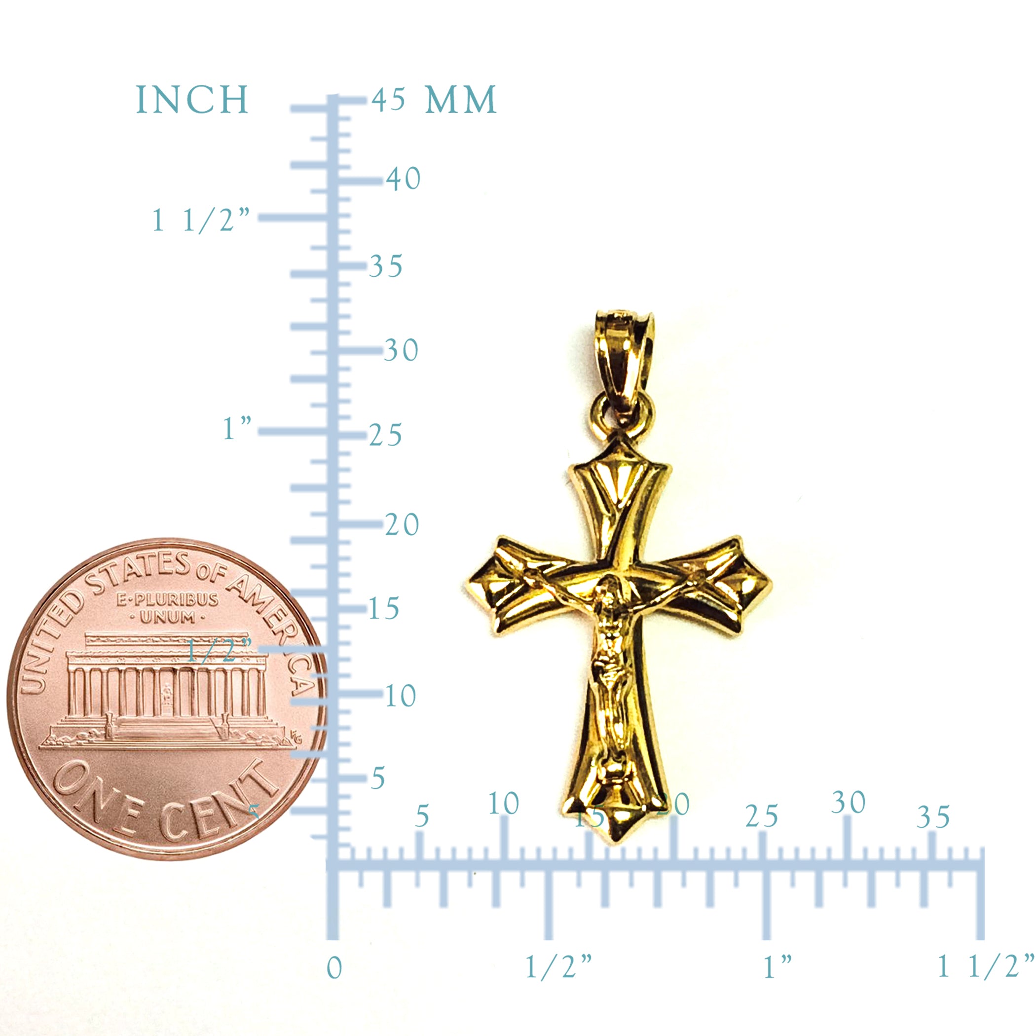 Pendentif croix et crucifix en or jaune 14 carats, bijoux de créateurs fins pour hommes et femmes