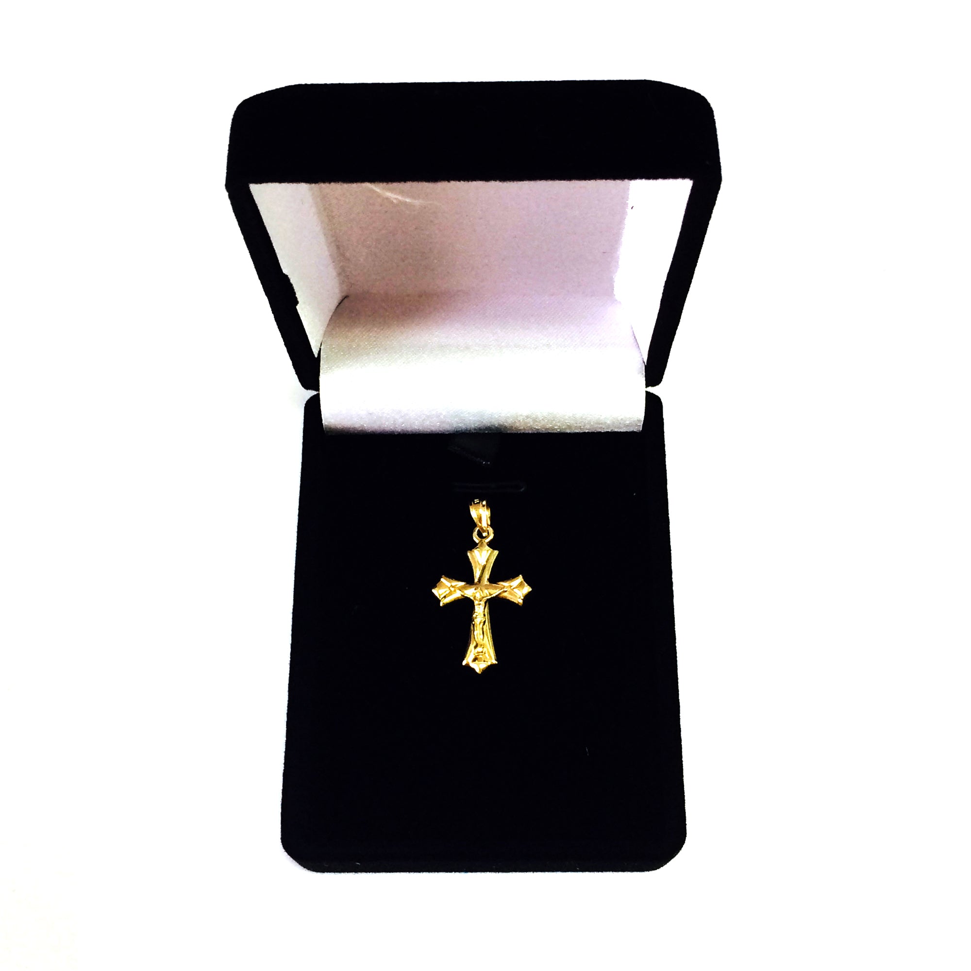 Ciondolo croce e crocifisso in oro giallo 14k, gioielli di design per uomini e donne