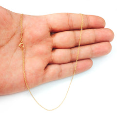 Collar de cadena de cuerda de oro amarillo de 14 k, joyería fina de diseño de 0,7 mm para hombres y mujeres