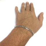 14k White Solid Gold Miami Cuban Link Chain Mens Bracelet, 5.7mm, 8.5"