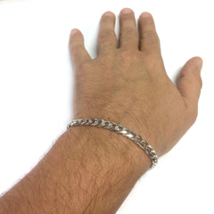 Bracciale da uomo con catena a maglie cubane Miami in oro massiccio bianco 14k, 5,7 mm, 8,5" gioielli di design per uomini e donne