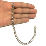 14k White Solid Gold Miami Cuban Link Chain Mens Bracelet, 5.7mm, 8.5"