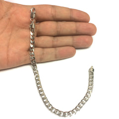 14k vitt massivt guld Miami Cuban Link Chain Armband för män, 5,7 mm, 8,5" fina designersmycken för män och kvinnor