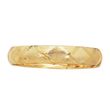 10k Yellow Gold High Polished Flex And Diamond Pattern Bangle Bracelet, 7"